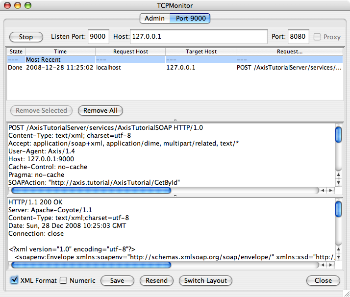 Axis2 test page result